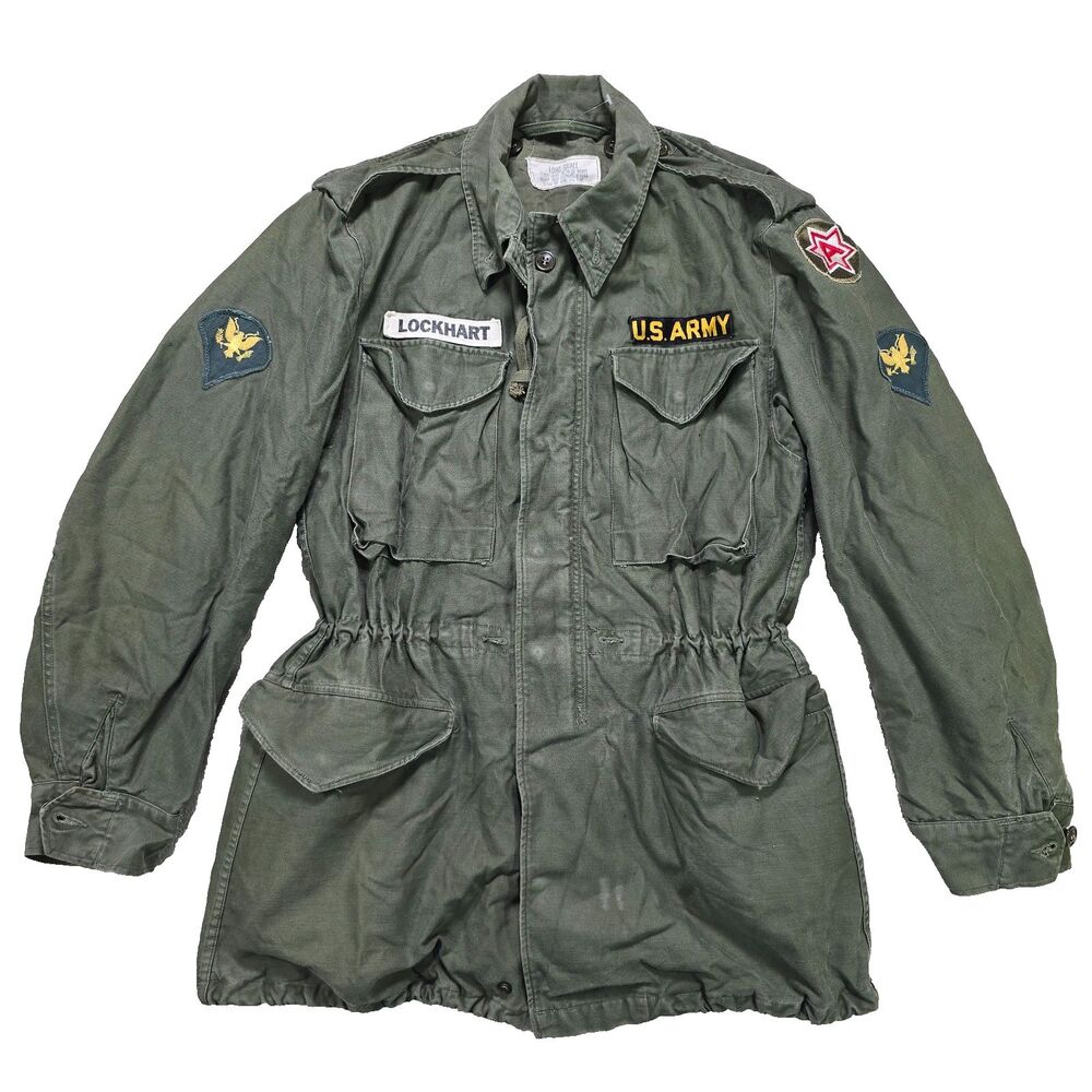 VTG 1957 US Army M51 Field Jacket Small Long 6th Army Patched M-1951 OG-107 Coat